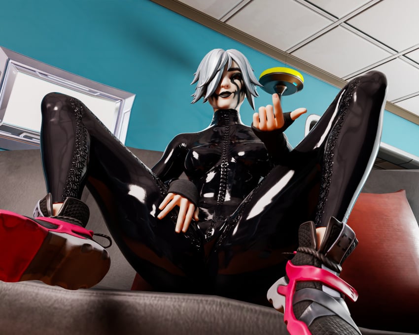 feet fortnite fortnite:_battle_royale grimoire_(fortnite) latex latex_suit solo solo_female spread_legs zayd_koz