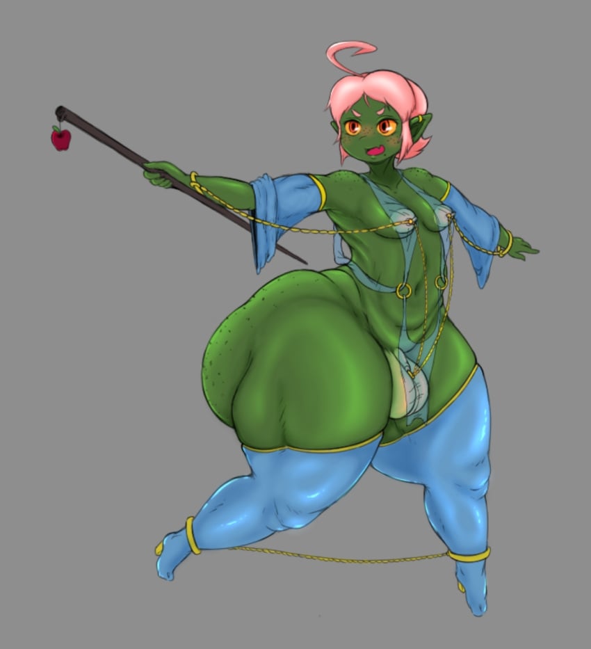 1boy afauchan big_ass big_balls big_butt blush bottom_heavy bulge ear_piercing fat_ass fat_butt femboy freckles freckles_on_ass giant_ass gigantic_ass goblin green-skinned_male green_skin huge_ass hyper_ass male male_only moobs original pink_hair plump_thighs pointy_ears rin_(afauchan) see-through_clothing shortstack small_penis solo tagme thick_thighs thighhighs tomgirl trap wide_hips wizard