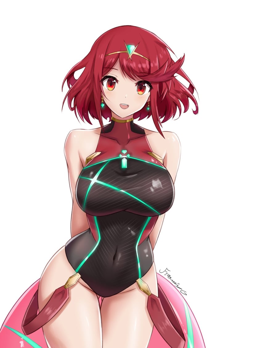 black_one-piece_swimsuit breasts chest_jewel competition_swimsuit core_crystal covered_collarbone covered_navel female fgsketch gem headpiece highres large_breasts one-piece_swimsuit pyra pyra_(pro_swimmer)_(xenoblade) pyra_(xenoblade) red_eyes red_hair red_one-piece_swimsuit ribbed_swimsuit short_hair simple_background solo strapless strapless_one-piece_swimsuit striped_clothes striped_one-piece_swimsuit swept_bangs swimsuit tiara two-tone_swimsuit vertical-striped_clothes vertical-striped_one-piece_swimsuit white_background xenoblade_(series) xenoblade_chronicles_(series) xenoblade_chronicles_2