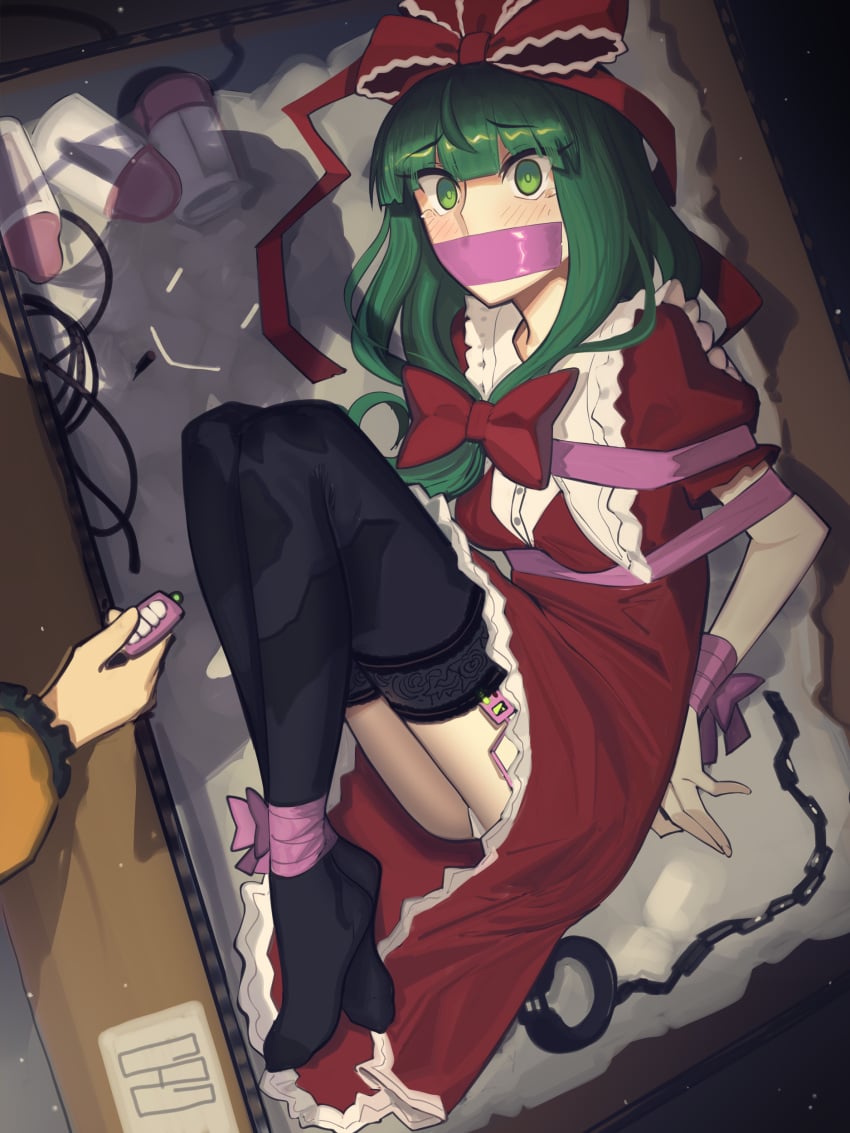 2girls bondage cad_(caddo) commission damsel_in_distress female female_only gag gagged girl_in_a_box kagiyama_hina kidnapped koishi_komeiji touhou