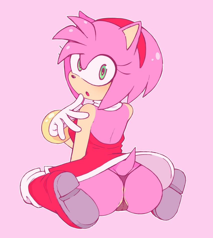 amy_rose bubble_butt hedgehog hedgehog_girl looking_back micro_panties micro_thong panties presenting_butt shy_girl thong vilrot