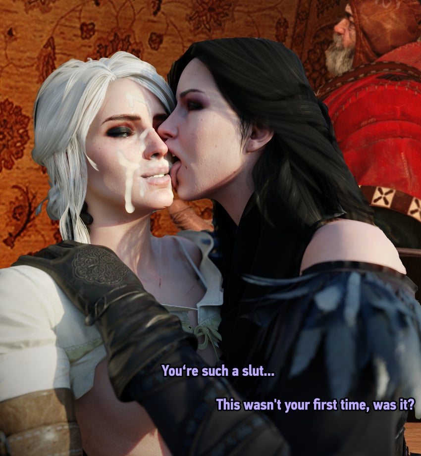 3d after_fellatio ciri cum_on_face dirty_old_man fenrir'srevenge licking_cum licking_cum_on_face phillip_strenger the_witcher_(series) the_witcher_3:_wild_hunt weebstank yennefer