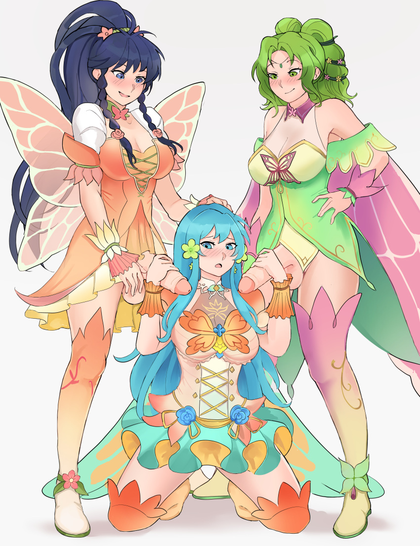 1girls 2futas alternate_costume armpits balls bare_arms bare_shoulders bare_thighs bellfonts big_penis blue_eyes blue_hair blush bodystocking braid breasts cleavage clothed clothing dark_blue_eyes dark_blue_hair double_handjob dress earrings eirika_(fire_emblem) eirika_(resplendent)_(fire_emblem) fairy_wings female fire_emblem fire_emblem:_the_sacred_stones fire_emblem_heroes flower fully_clothed futa_on_female futanari green_eyes green_hair hair_flower hand_on_head handjob human kneeling l'arachel_(fire_emblem) l'arachel_(resplendent)_(fire_emblem) light-skinned_female light-skinned_futanari light_blue_eyes light_blue_hair light_skin long_hair medium_breasts medium_hair mostly_clothed nintendo official_alternate_costume open_mouth penis ponytail see-through short_sleeves shoulders sleeveless smile standing tana_(fire_emblem) tana_(resplendent)_(fire_emblem) testicles thigh_boots thighs threesome twin_braids very_long_hair white_background wings