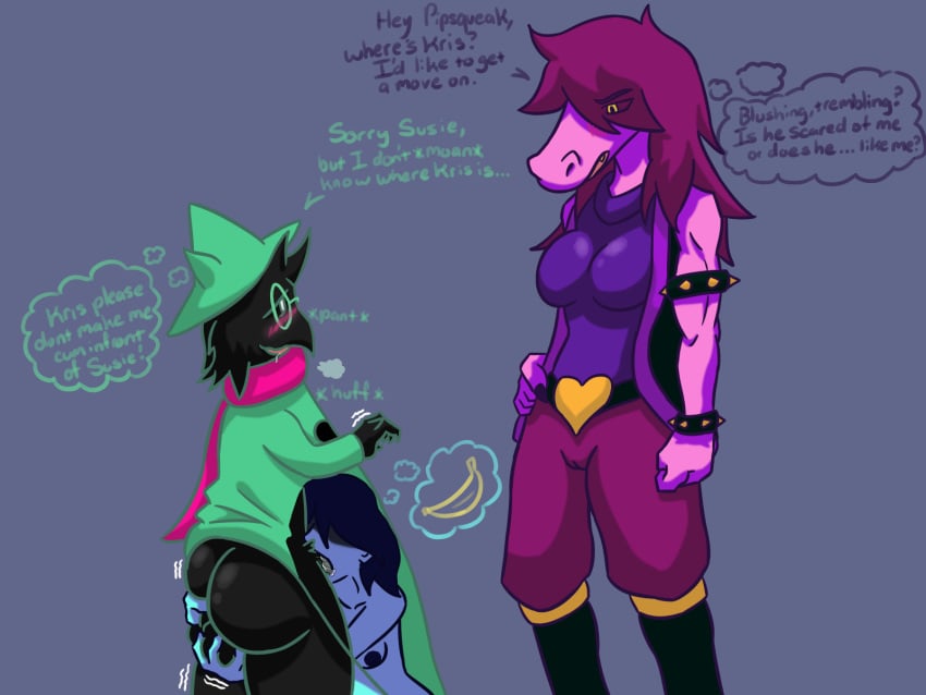 2018 anthro areola ass ball_fondling balls big_breasts big_butt blush breasts butt_grab camel_toe caprine clothed clothing cronum deltarune dialogue english_text erection eyewear fellatio female fondling fur glasses goat hair hand_on_butt hat hi_res hidden horn human interspecies kris_(dark_world_form) kris_(deltarune) larger_female long_hair male mammal nipples nude open_mouth oral panting penetration penis precum ralsei ralsei_(deltarune) reptile scalie scarf sex shaking simple_background size_difference smaller_male smile standing sucking susie_(dark_world_form) susie_(deltarune) text thought_bubble trembling under_clothes under_dress video_games