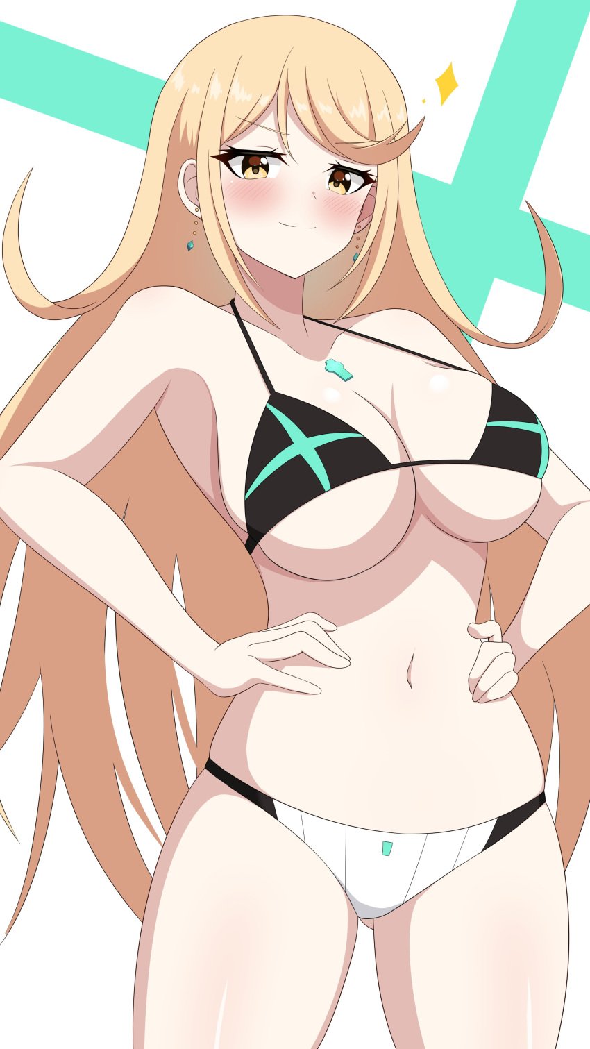 blonde_hair breasts female female_only hello_pty mythra nintendo solo swimsuit tagme xenoblade_(series) xenoblade_chronicles_2