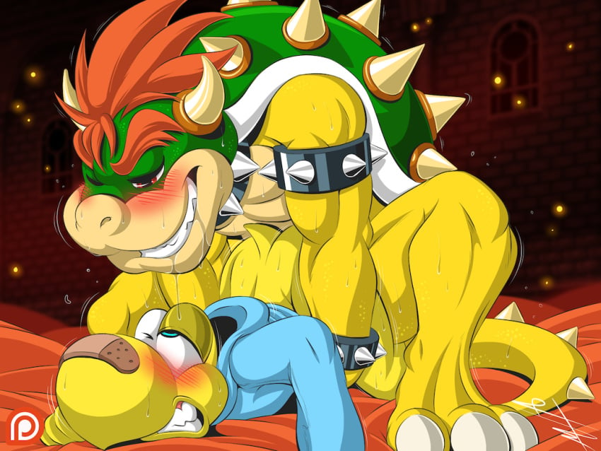 3_toes ahe_gao anal anal_sex band-aid bandage blue_hoodie blush bowser clenched_teeth clothing collar drooling euyoshi89 fangs gay gay_sex hair hoodie horn koopa koopa_troopa koops looking_pleasured male male_only male_penetrated male_penetrating mario_(series) muscular nintendo paper_mario partial_clothing penetration protagonistsub_antagonistdom red_eyes red_hair saliva scales scalie sex shell size_difference smile spiked_collar spiked_shell spiked_tail spikes sweat teeth toes video_games yaoi