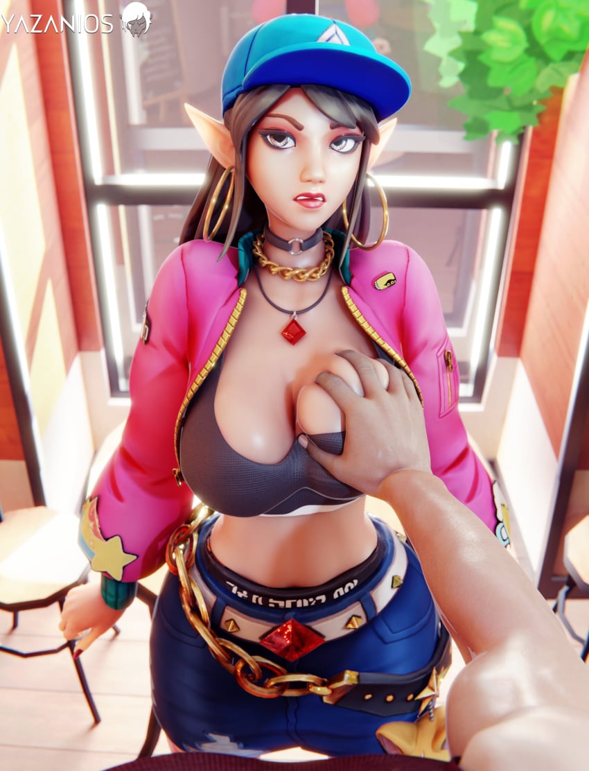 1girls boob_grab breasts female grabbing_breast paladins street_style_ying yazanios ying_(paladins)