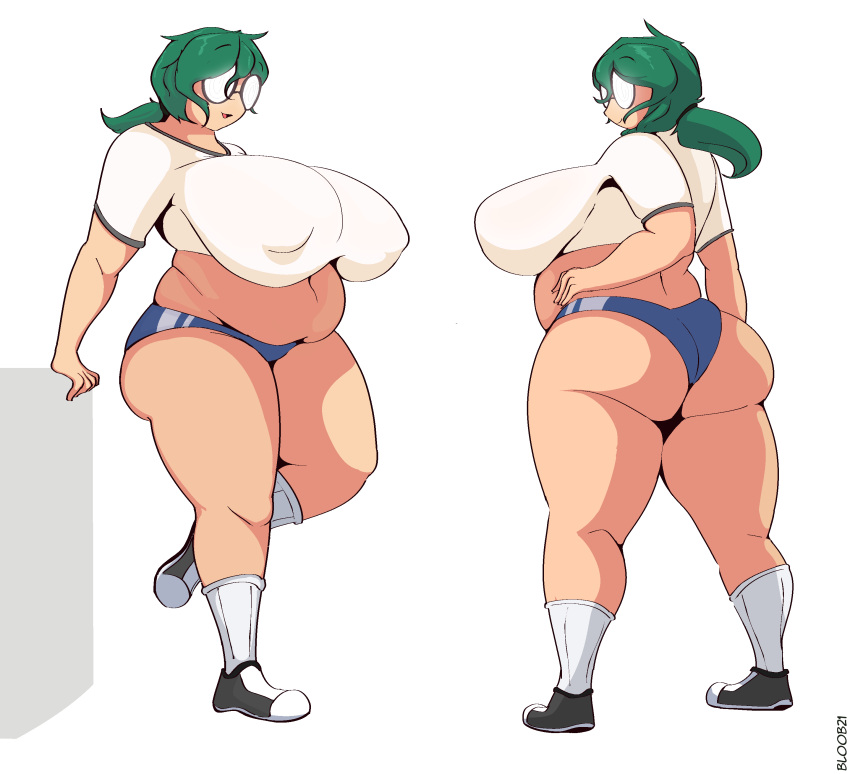 1girls absurdres ass big_ass bloobiesus borrowed_character breasts cleavage fat female female_only highres huge_breasts nerd_(coffeeslice) overweight solo thick_thighs wide_hips