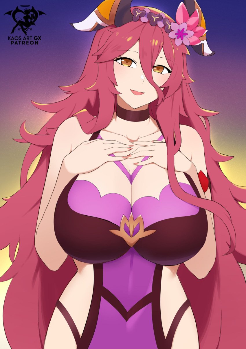 1girls big_breasts breasts cleavage cygames dragalia_lost dragon dragon_girl dragon_horns female female_only huge_breasts kaos_art mym nintendo tagme thick_thighs wide_hips