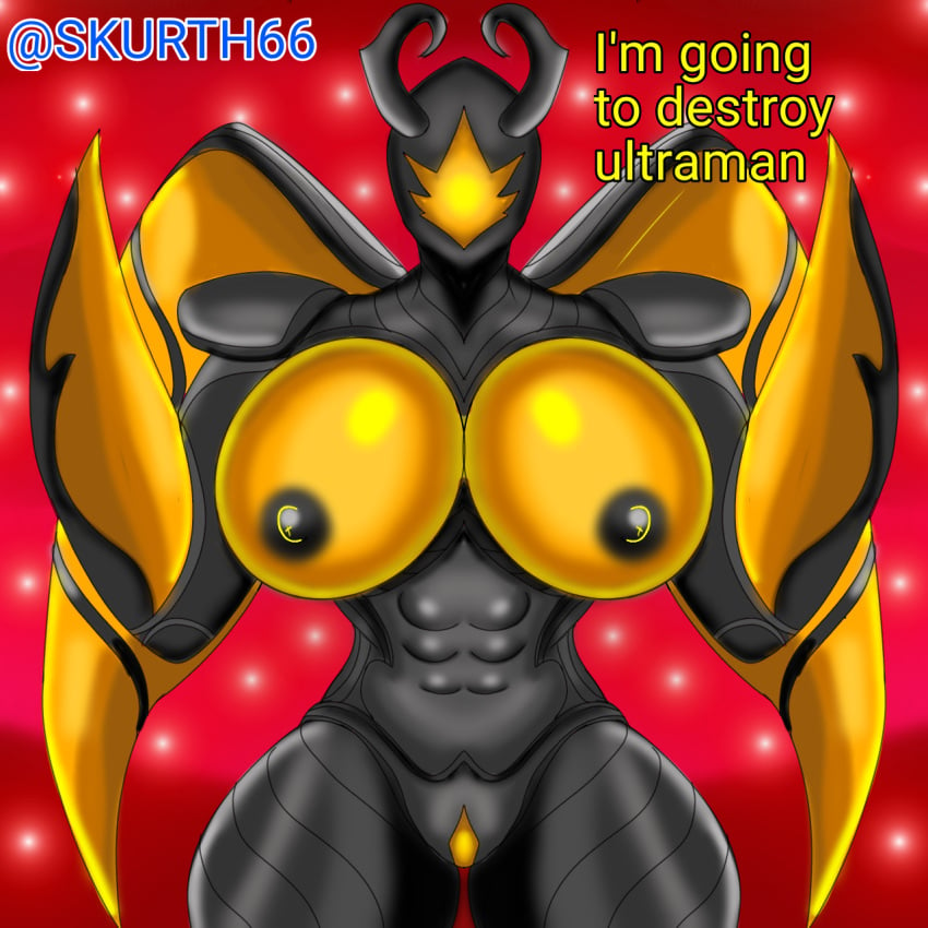 alien_girl big_breasts black_body black_nipples insect_girl lady_zetton oc skurth66 thick_legs ultraman_(franchise) zetton