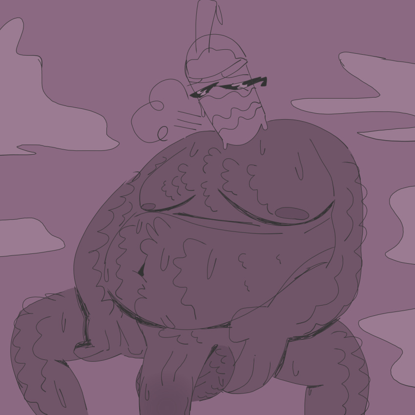 biggie_slurps drink hairy hairy_male huge_balls huge_cock object_head oc slurpee steamy sunglasses sweat