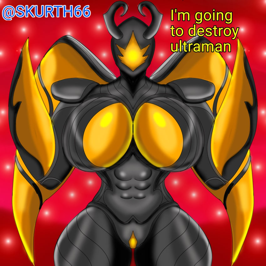 alien_girl big_breasts black_skin insect_girl lady_zetton oc skurth66 thick_legs ultraman_(franchise) zetton