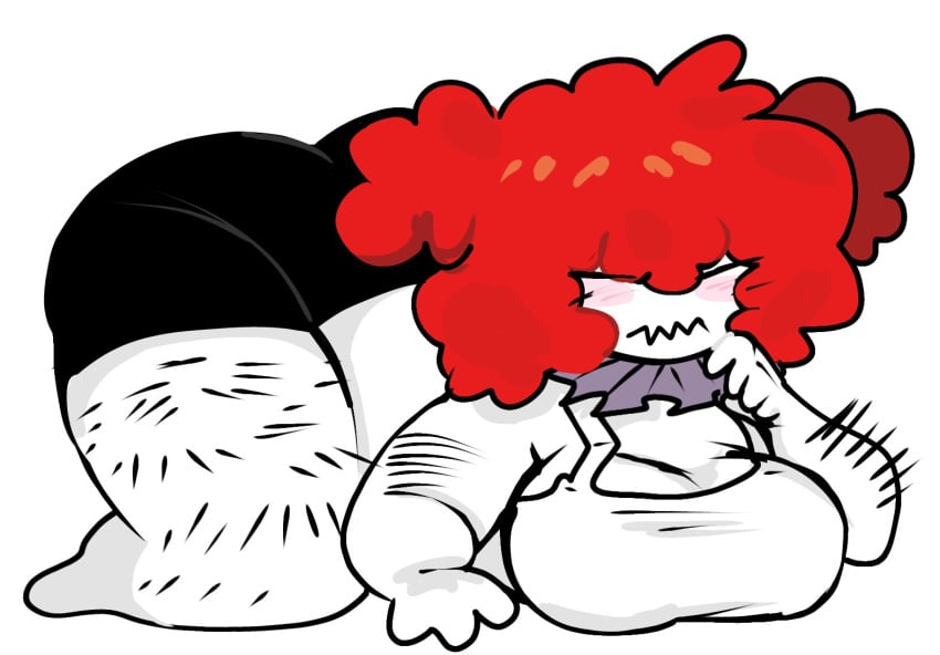 arched_back ass_focus big_breasts chubby_female clown_girl daemui_(artist) fat_ass friday_night_funkin friday_night_funkin_mod hairy monster_girl pinkipepto red_hair