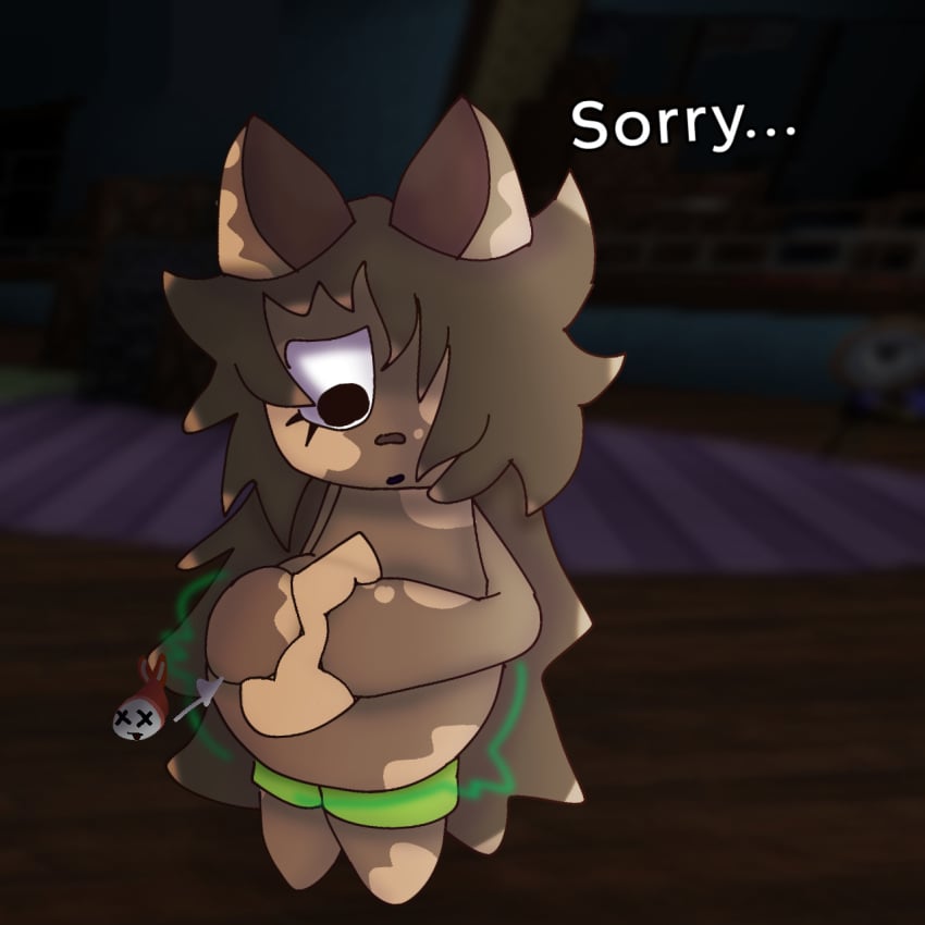 anthro anthro_only dandy's_world death dialogue fatal_vore green_shorts implied_death implied_digestion oc one_eye_obstructed p0m2 regretful_pred roblox rodger_(dandy's_world) self_insert shrimpo_(dandy's_world) text unwilling_pred unwilling_prey vore