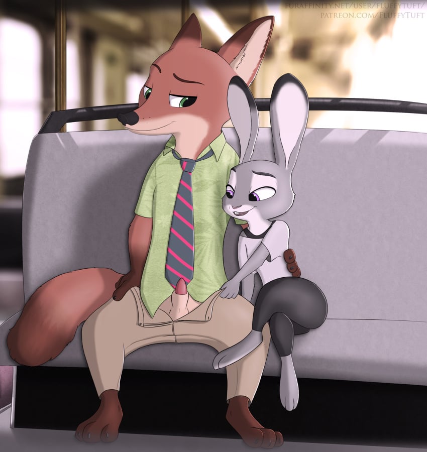 animal_genitalia assisted_exposure canine clothing difference disney fluffytuft fox invalid_tag judy_hopps lagomorph mammal nick_wilde pants penis public rabbit sheath sitting train vehicle voyeur zootopia