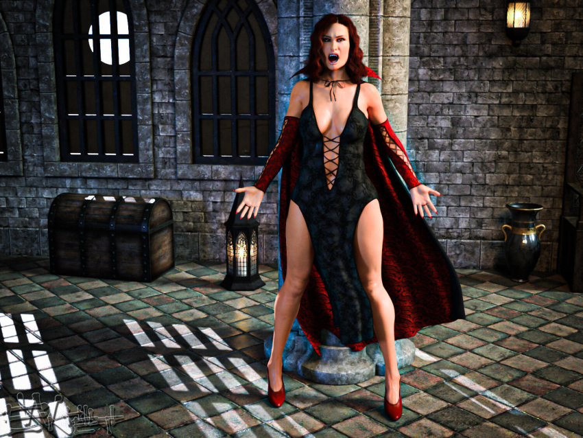 1girls 2022 3d enetwhili2 female female_only high_heels red_high_heels red_nail_polish red_nails solo solo_female standing vampire vampire_girl