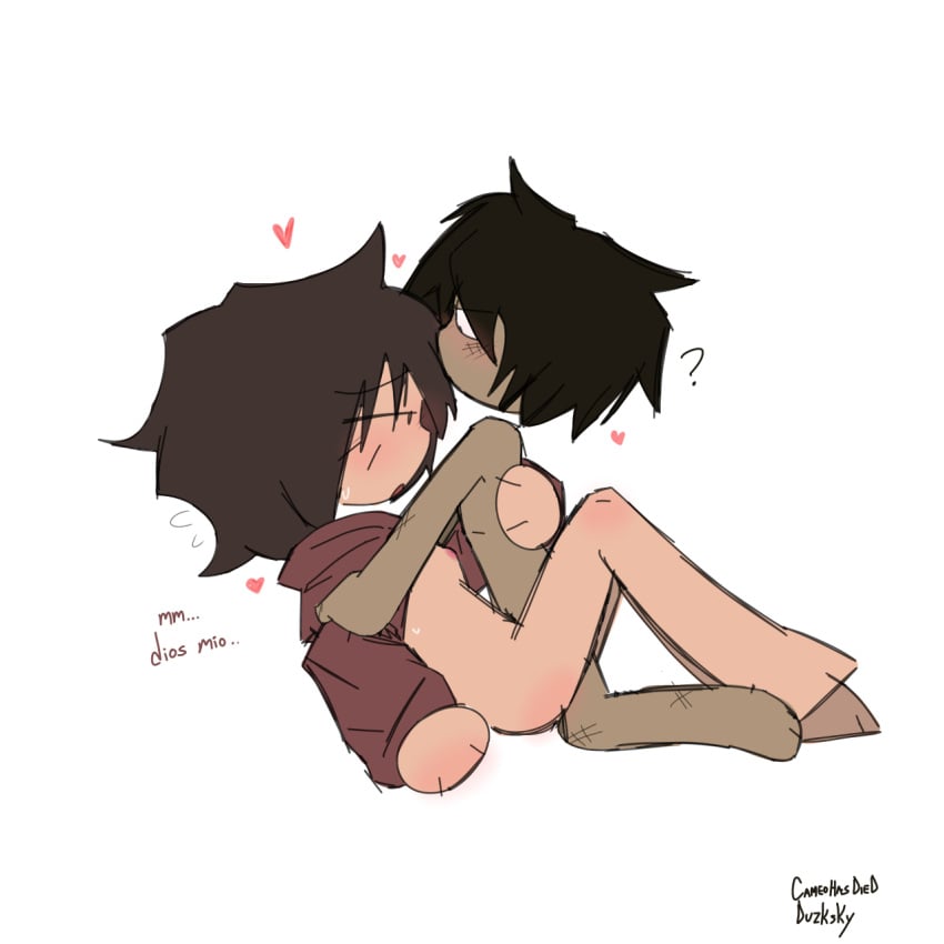 1boy 1boy1girl 1girls age_difference blush breasts breasts_out brown_hair cameo_(cameohasdied) chimbley_sweep clothed_female_nude_male female feminization femsub heart hoodie hoodie_lift hoodie_only interracial male male/female male_penetrating_female maledom messy_hair no_sclera no_visible_genitalia original_character red_hoodie self_upload shirt_lift small_breasts spoken_question_mark vaginal_penetration vaginal_penetration young younger_male