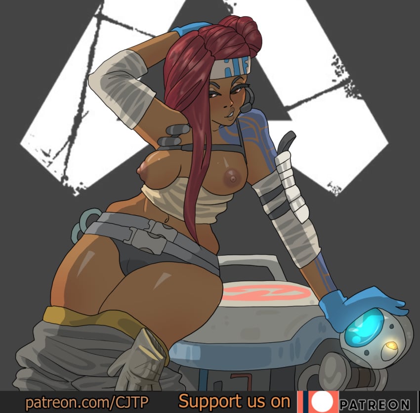 apex_legends breasts cjtp dark-skinned_female dark_skin female lifeline_(apex_legends) nipples patreon pussy_visible_through_clothes seductive solo tea_party thick_thighs thighs