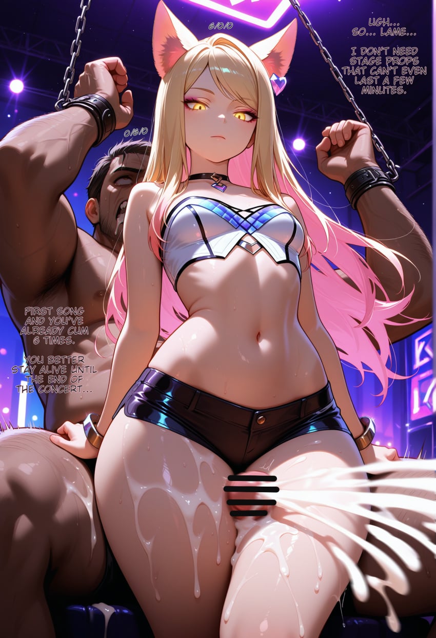 ahri ahri_(league_of_legends) ai_generated aphrodisiac asphyxiation big_penis blue_leotard bodysuit bondage brain_fuck brainwashing brown_hair cum cum_everywhere cumshot cute detailed_background dominant dominant_female evil_smile eyes_rolling_back female femdom fox fox_ears fox_girl ftdeathai green_eyes green_hair hypnosis hypnotic_eyes k/da_ahri k/da_series league_of_legends leotard magic magic_circle male mind_break mind_control mindfuck noose penis pheromones post-orgasm post-orgasm_torture red_eyes rope rope_bondage small_breasts smug standing story submissive submissive_male text thick_thighs thigh_sex thighjob younger_female