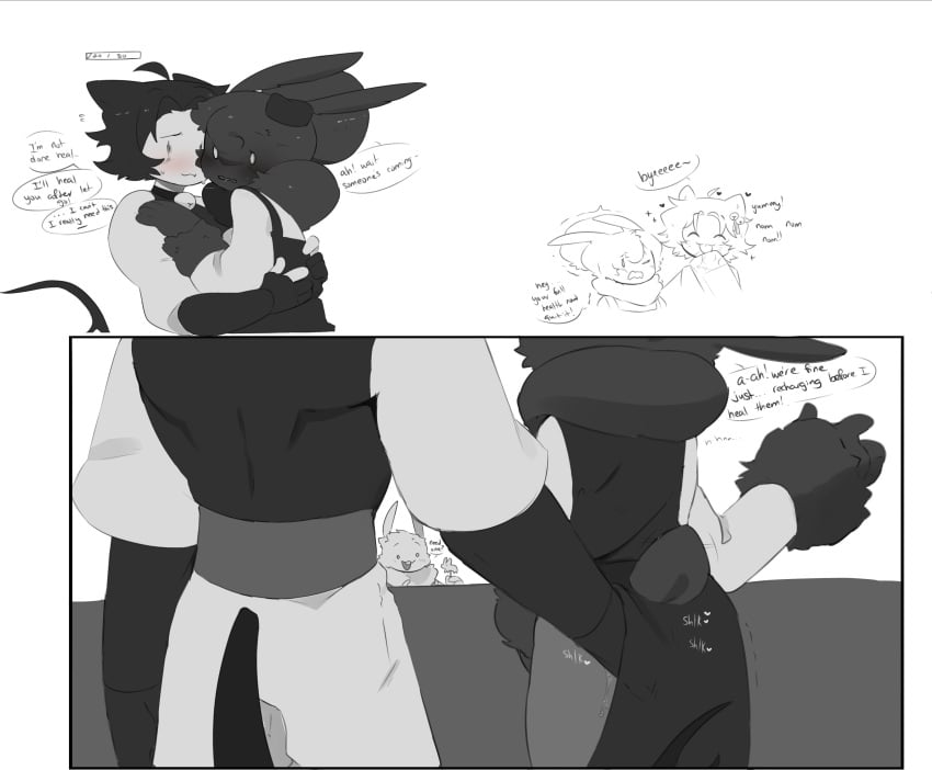 blush bunny bunny_ears bunny_girl cat_ears fingering fingering_under_clothes forsaken_(roblox) original_character parlor_gubby roblox shlick sweat two_time_(forsaken)