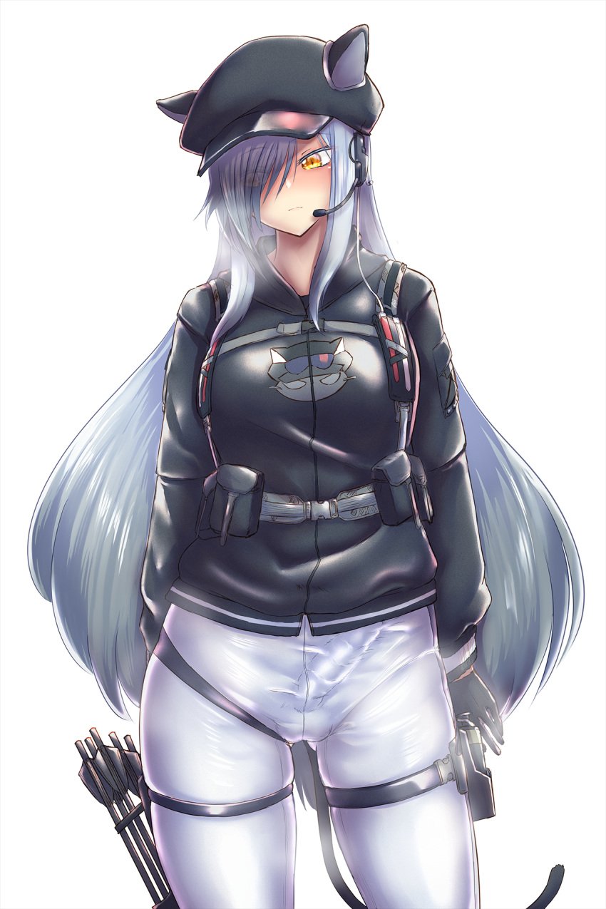 arknights ashina_merou bodysuit catgirl futanari schwarz_(arknights)