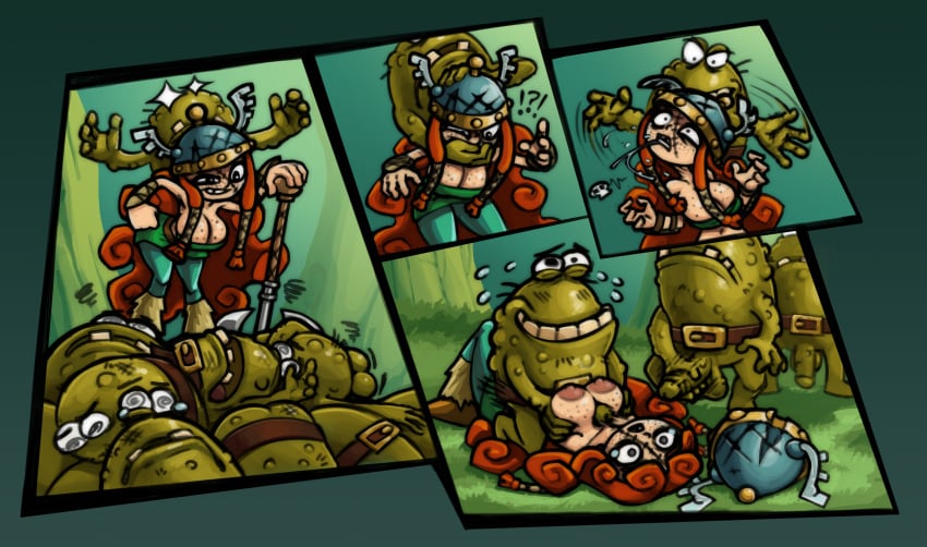 axe balls barbara_(rayman) barbarian barbarian_helm barbarian_woman big_boobs big_breasts big_tits boobjob boobs_out breastjob breasts_out clothed_female curly_hair dead deafeated death defeated female female_death freckles freckles_on_breasts freckles_on_face fur_boots game_over gloating group_rape guro gurochanop handjob knocked_out lifeless_eyes lineup neck_snap necrophilia ponytails post_fight rape rayman_(series) rayman_legends red_hair red_head snapped_neck sneak_attack snuff stiches straight tears_in_eyes titjob tits_out toad_(rayman_legends) winged_helmet