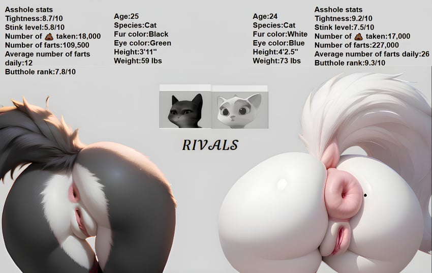 2girls ai_generated anal_juice ass ass_focus asshole beauty_mark big_anus big_ass big_eyes black_fur bodily_fluids donut_anus dreamworks dreamworks_animation dulcinea ears_up eyes_open feline female fluffy fluffy_tail fur furry furry_female furry_only hi_res kitty_softpaws mammal massive_ass netflix paramount_pictures pink_anus pink_pussy portrait poster puffy_anus puss_in_boots_(dreamworks) puss_in_boots_(film) puss_in_boots_(franchise) pussy rivals round_ass sexy shrek_(series) stats stuck_in_wall tail text the_adventures_of_puss_in_boots wall white_fur