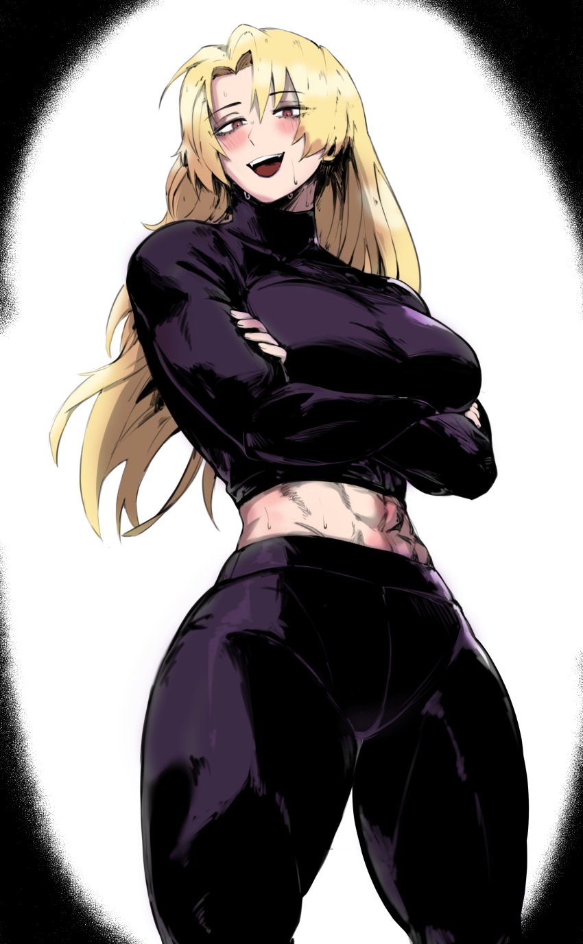 1girls 2d 2d_(artwork) abs athletic_female big_breasts blonde_hair breasts clothed female jujutsu_kaisen masoq095 muscles pose posing solo solo_female solo_focus source_request tagme thick_thighs thighs yellow_hair yuki_tsukumo