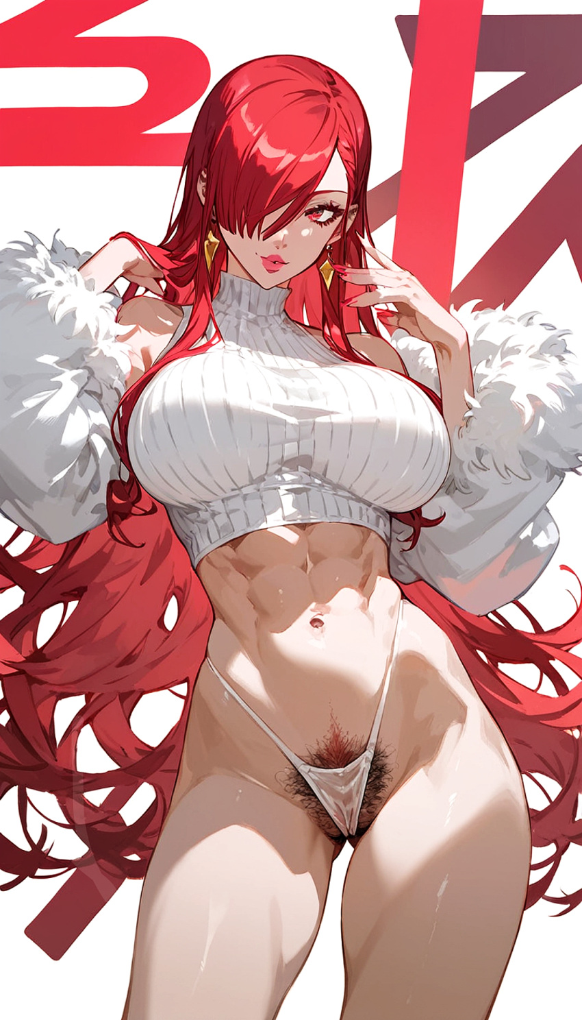 1girls abs ai_generated alternate_costume atlus big_breasts clothed clothed_female female female_focus female_only hairy_pussy kirijou_mitsuru light-skinned_female light_skin long_hair long_hair_female megami_tensei mitsuru_kirijo muscle muscle_girl muscle_mommy persona persona_3 pinup pubic_hair pussy_peek red_eyes red_eyes_female red_hair red_hair_female sega shirt_only skimpy_clothes solo solo_female solo_focus thighs thong