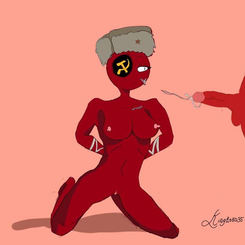 balls boobs countryhumans countryhumans_girl cum cum_on_chest cum_on_face cumshot eyepatch kingkokoko35 nazi_germany_(countryhumans) nipples soviet_union_(countryhumans)