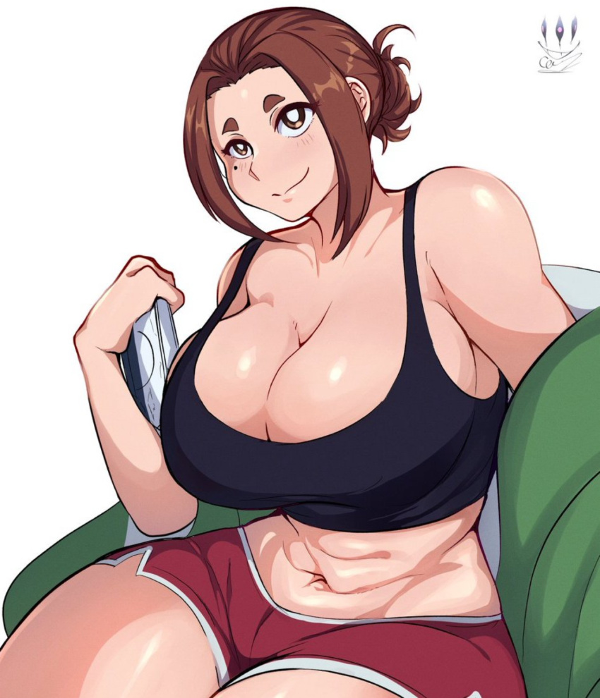 big_ass big_breasts brown_hair citez dolphin_shorts ogawa_sumireko sumireko_ogawa tank_top