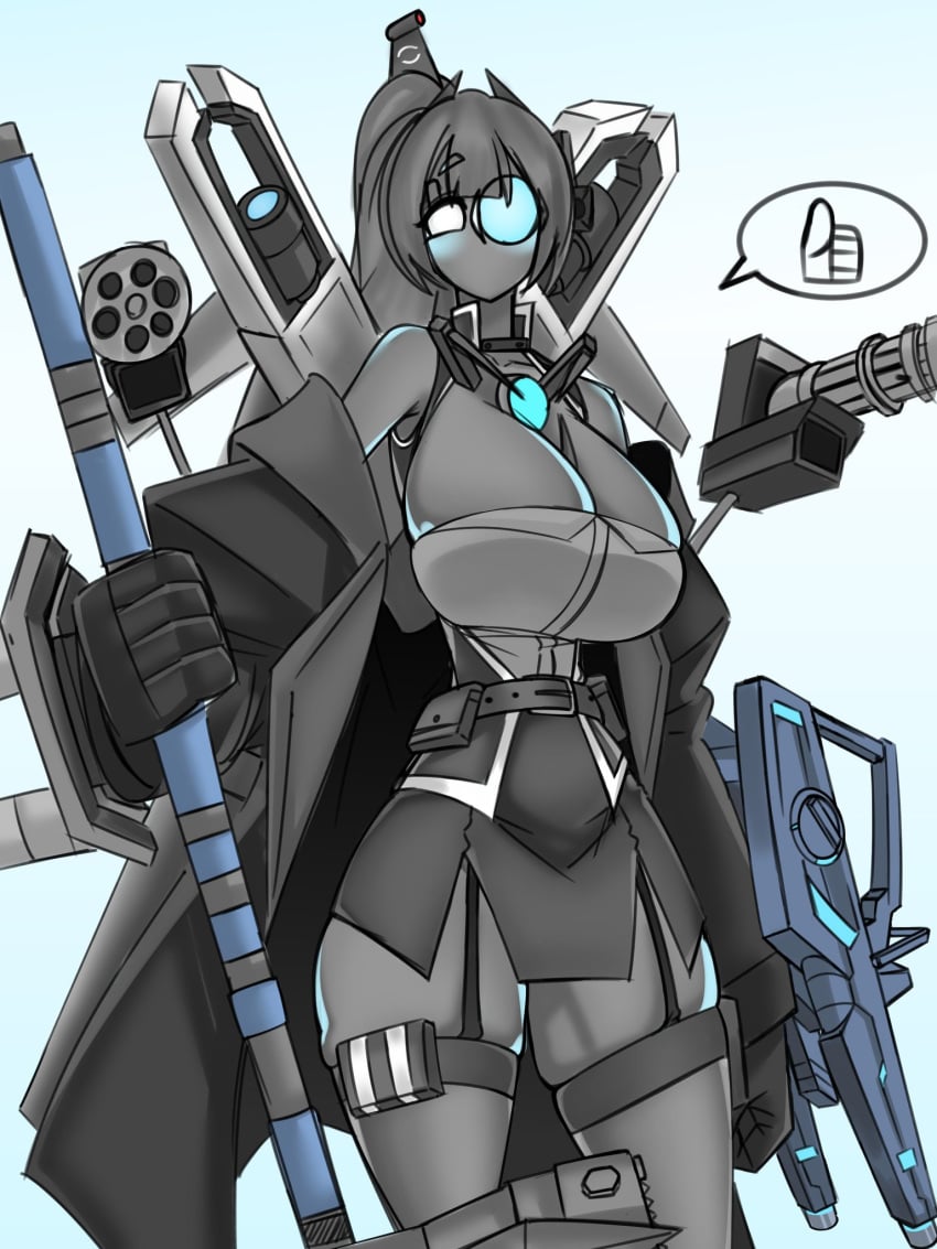 1girls big_breasts blue_eye cleavage female hammer newro8572 robot robot_girl rule_63 skibidi_toilet solo solo_female tagme thick_thighs thighs titan_camerawoman_(skibidi_toilet) white_eye