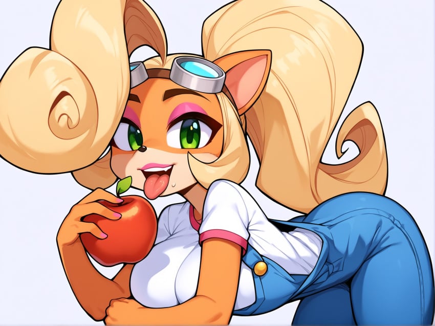 ai_generated bent_over big_ass big_breasts clothed coco_bandicoot crash_(series) furry tonuge_out