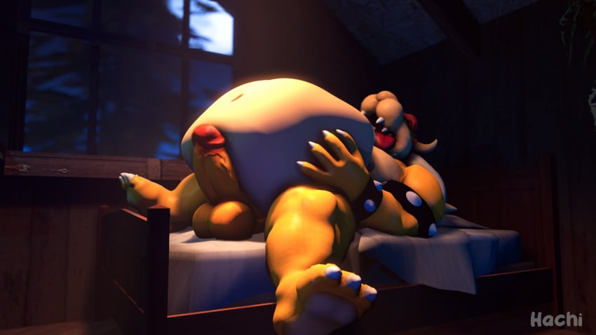 3d abdominal anthro belly big_(disambiguation) bowser bowser_logo bulge erection feet hachi koopa male male/male mario_(series) nintendo reptile scalie solo vore