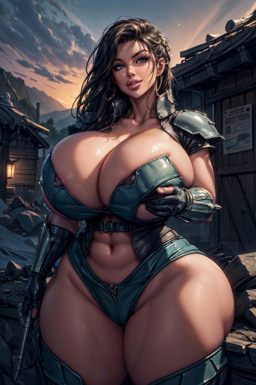 1girls ai_generated big_breasts bythebrokenone cara_dune female_only gina_carano huge_breasts large_breasts muscular muscular_female solo solo_female star_wars tagme the_mandalorian thick_lips thick_thighs