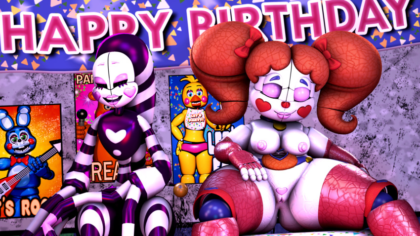 3d absurd_res animatronic baby_(fnafsl) breasts circus_baby circus_baby_(fnaf) duo female five_nights_at_freddy's hair hi_res humanoid marionette_(fnaf) nude puppet_(fnaf) pussy saygoodbye-sfm sexbot_circus_baby sister_location source_filmmaker video_games