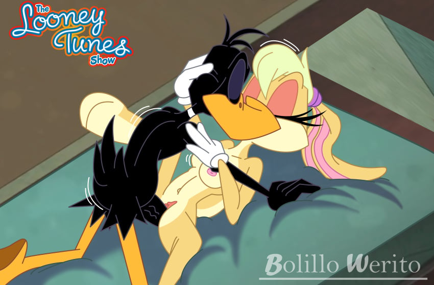 absurd_res anatid anseriform avian bird bolillo_werito breasts closed_eyes daffy_duck duck duo female hi_res kissing lagomorph leporid lola_bunny looney_tunes male male/female mammal nipples rabbit spread_legs spreading the_looney_tunes_show vaginal_penetration warner_brothers