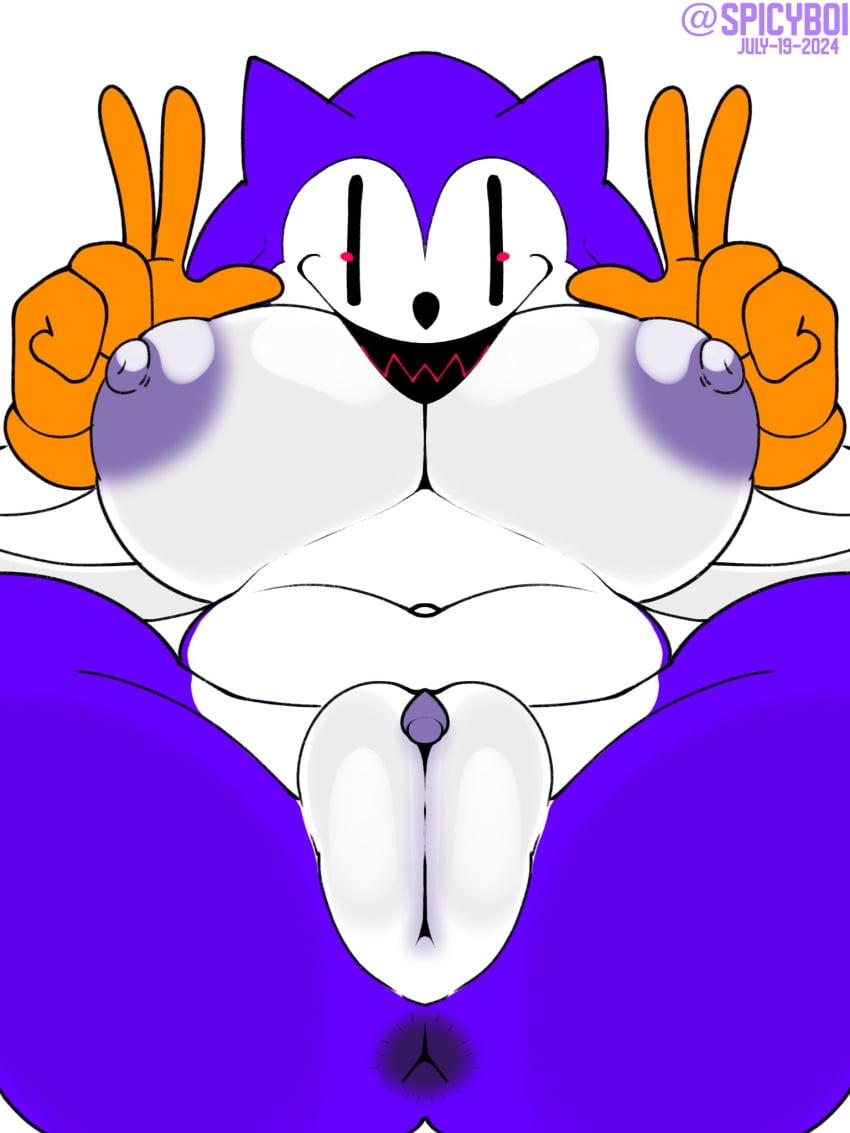 1girls anthro anthro_only big_breasts breasts clitoris female female_only grin hedgehog looking_at_viewer needlemouse_(character) needlemouse_(series) nipples presenting_pussy purple_fur pussy sarah_henderson_(needlemouse) solo solo_female sonic.exe sonic.exe_(series) spicyboi spread_legs