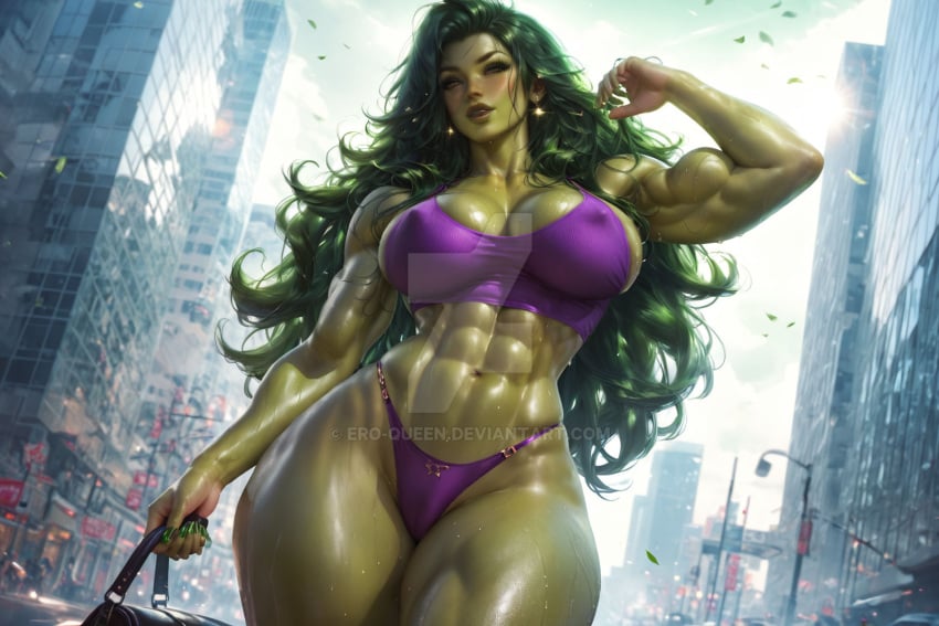 1girls abs ai_generated ass big_ass big_breasts breasts bubble_butt female female_only giant_breasts green-skinned_female green_body green_eyes green_hair green_skin huge_breasts hulk_(series) jennifer_walters lingerie marvel marvel_comics massive_ass muscular muscular_arms muscular_female she-hulk solo solo_female superheroine thick_thighs wide_hips