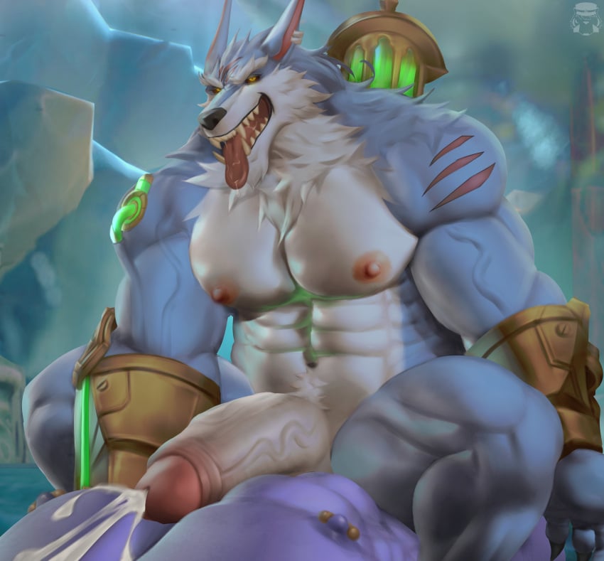 anal anal_sex anthro balls big_balls big_penis bozi cum erection gay gay_anal gay_sex genital_fluids league_of_legends male male/male male_nipples male_only muscular_anthro muscular_male nipples nude orgasm penetration penis riot_games sex warwick werecanid werecanine werewolf