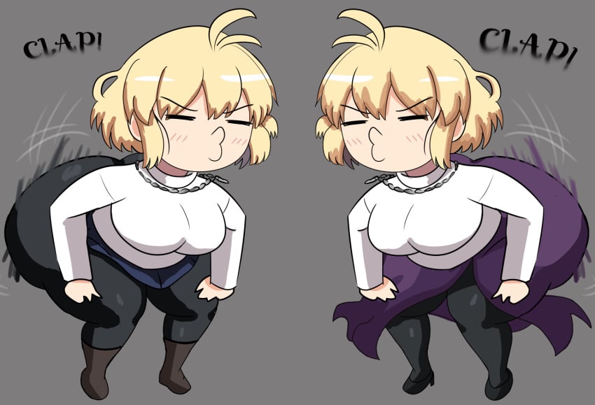 1girls arcueid_brunestud ass ass_clapping big_ass blonde_hair bouncing_ass chibi clapping_cheeks clothing dat_ass dual_persona fat_ass female female_only giantess huge_ass hyper hyper_ass imstupid13 large_ass massive_ass melty_blood motion_lines pantylines png red_arcueid shortstack skirt solo sweater thick_ass thick_thighs tsukihime twerking twins type-moon vampire vampire_girl wide_hips