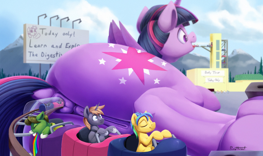 2018 alicorn animal_genitalia animal_pussy anus closed_eyes cloud cutie_mark dock earth_pony english_text equine equine_pussy fan_character female feral friendship_is_magic full_tour group hi_res horn horse macro mammal mountain my_little_pony open_mouth outside pony ponythroat pussy roller_coaster smile text twilight_sparkle_(mlp) unicorn vore wings