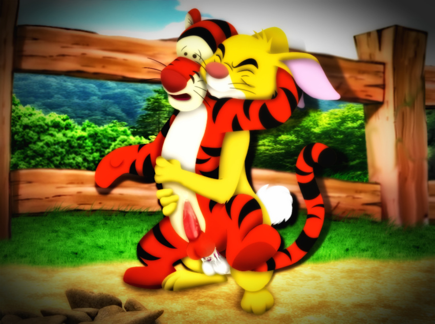 2boys amegared disney gay lagomorph male male_only mammal rabbit rabbit_(winnie_the_pooh) sex straight_hair tigger winnie_the_pooh_(franchise) yaoi