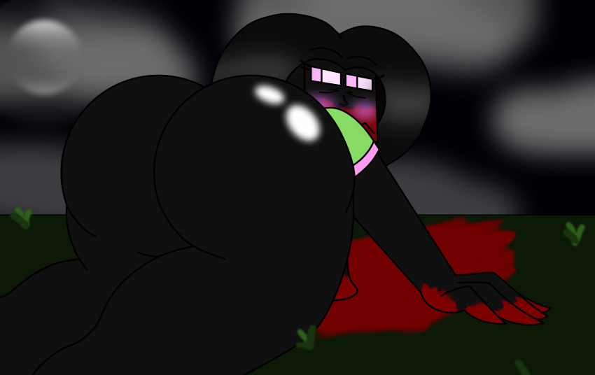 ass blood blush enderman enderwoman full_moon laying_down looking_at_viewer minecraft pink_eyes sharp_fingernails terebision