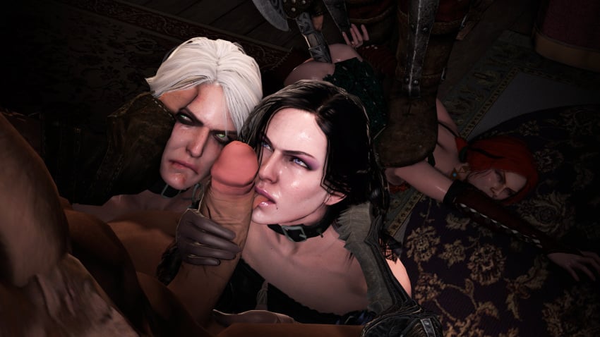 2boys 3d 3girls angry angry_fellatio black_hair cd_projekt_red ciri collaborative_fellatio collar dagger fellatio femsub forced forced_fellatio forced_oral frostfall hand_on_balls hand_on_face handjob licking licking_penis looking_up male maledom multiple_girls multiple_subs object_insertion penis rape red_hair screaming slave slave_collar source_filmmaker teamwork the_witcher the_witcher_(series) the_witcher_2 the_witcher_3:_wild_hunt triss_merigold weapon white_hair yennefer