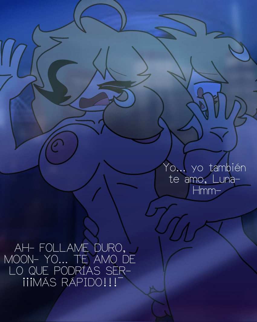 big_ass big_breasts big_penis edit luna_(moonlightdrawinguwu) moon_(moonlightdrawinguwu) moonlightdrawinguwu spanish_text