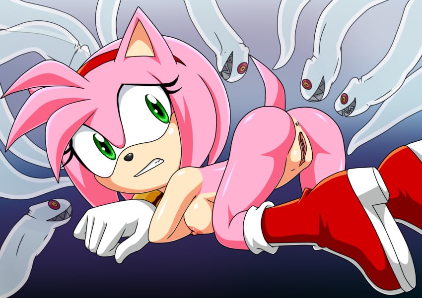 amy_rose anus boo_(sonic) breasts fear female ghost green_eyes imminent_rape possession pussy sonic_(series) tentacle