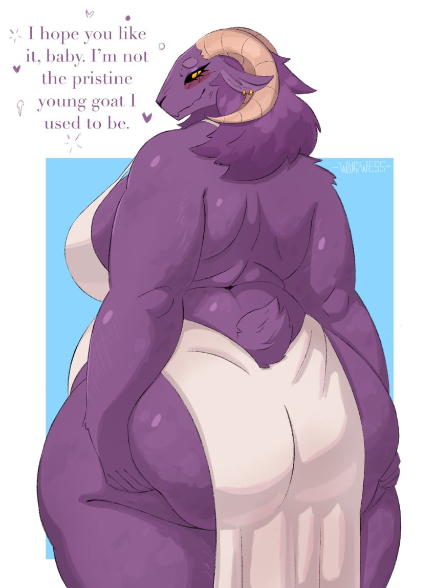 anthro big_ass dat_ass goat older_female purple_dress wandwess