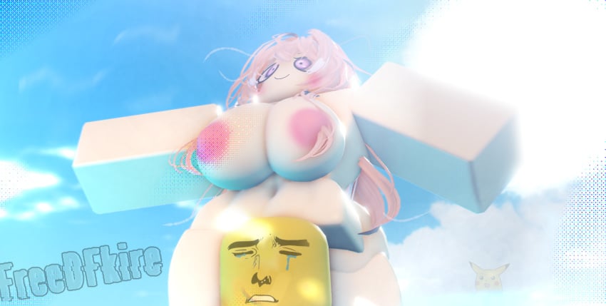 anime ass beach beautiful breasts breasts breasts duo female freedfkire funny huh? meme noob nude outdoors pikachu pink_eyes pink_hair pokemon roblox robloxian shitpost sunny tagme water wtf yellow_body