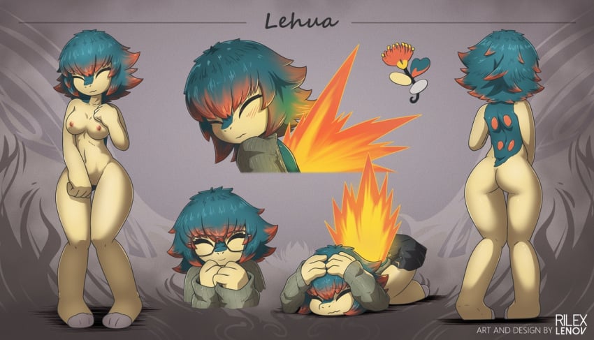 anthro cyndaquil furry kemono original_character pokémon_(species) pokemon pokemon_(species) reference_sheet rilex_lenov tagme